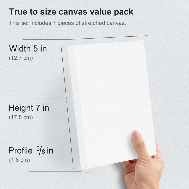 PHOENIX Stretched Canvas for Painting 5x7 Inch/7 Value Pack, 8 Oz Triple Primed 5/8 Inch Profile 100% Cotton White Blank Canvas,Small Framed Canvas for Oil Acrylic & Pouring Art - Image 3